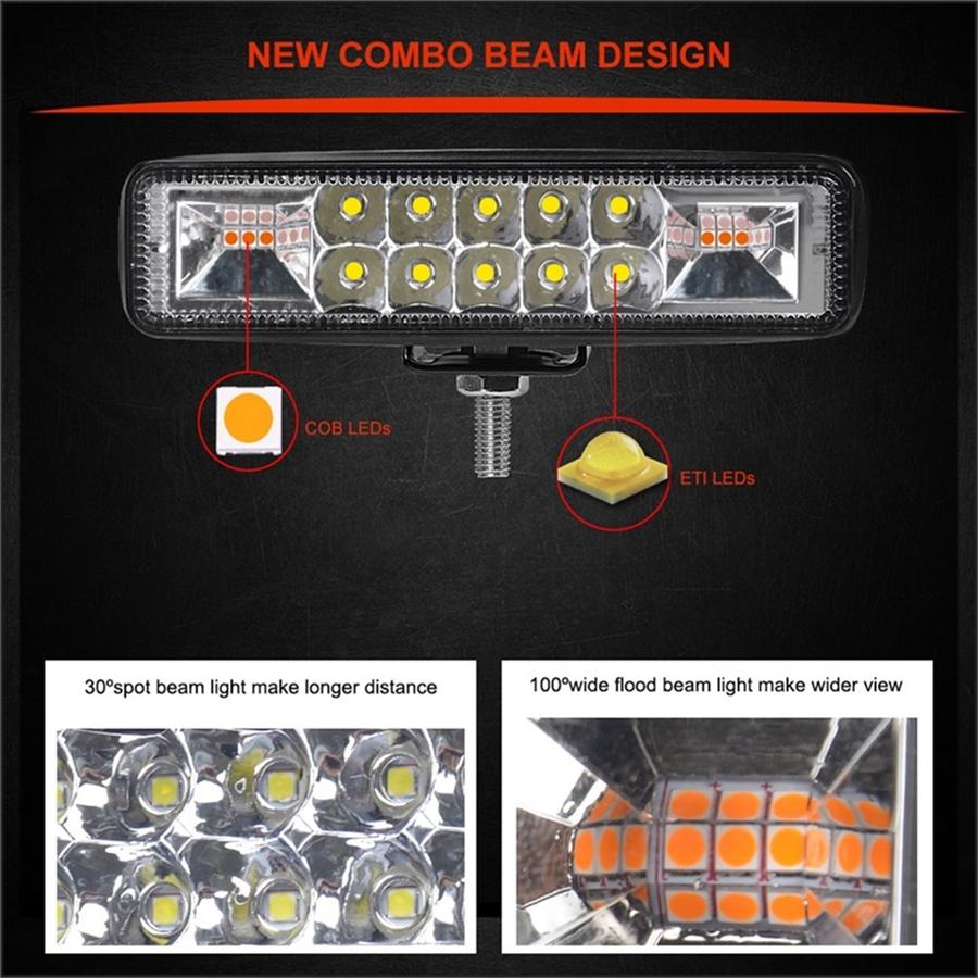Пара 48 Вт 4800 Лм Автомобильные Мотоциклетные Светодиодные Рабочие Фонари Противотуманные Предупреждающие Мигающие Стробоскопические Лампы