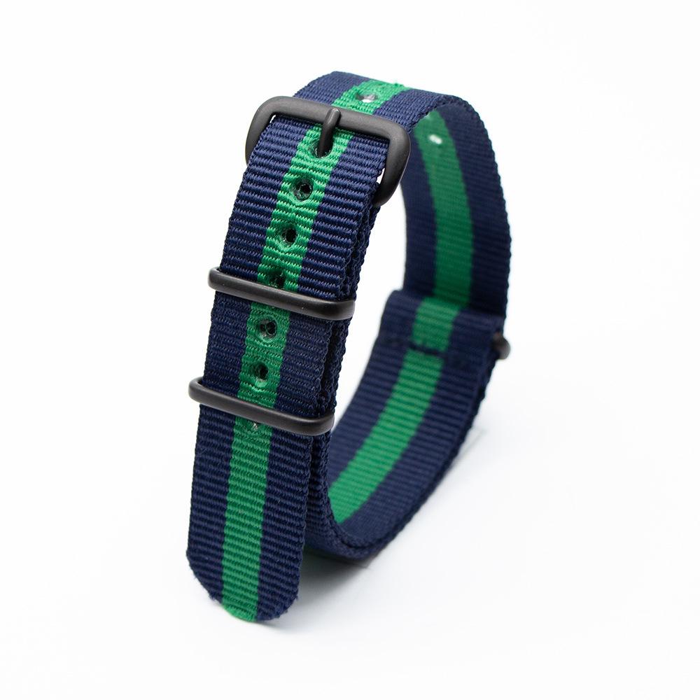 Черный нейлоновый и парусиновый ремешок для часов с вакуумно-нанесенной застежкой