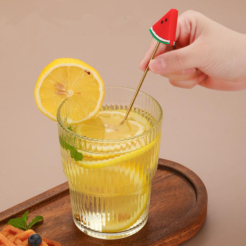 Силиконовая фруктовая головка Палочка для перемешивания из нержавеющей стали Длинная ручка Палочки для смешивания коктейлей и напитков Миксер Барная посуда Мадлер Барные аксессуары