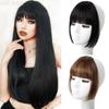 Синтетический черный натуральный искусственный парик с воздушной челкой, на клипсе, наращивание волос, укладка волос для женщин