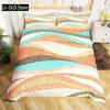 Abstract Sea Bed Set Marine Wave Duvet Cover Bedding Set Twin Comforter Cover Coastal Beach Theme Bed Cover 3pcs Orange Teal