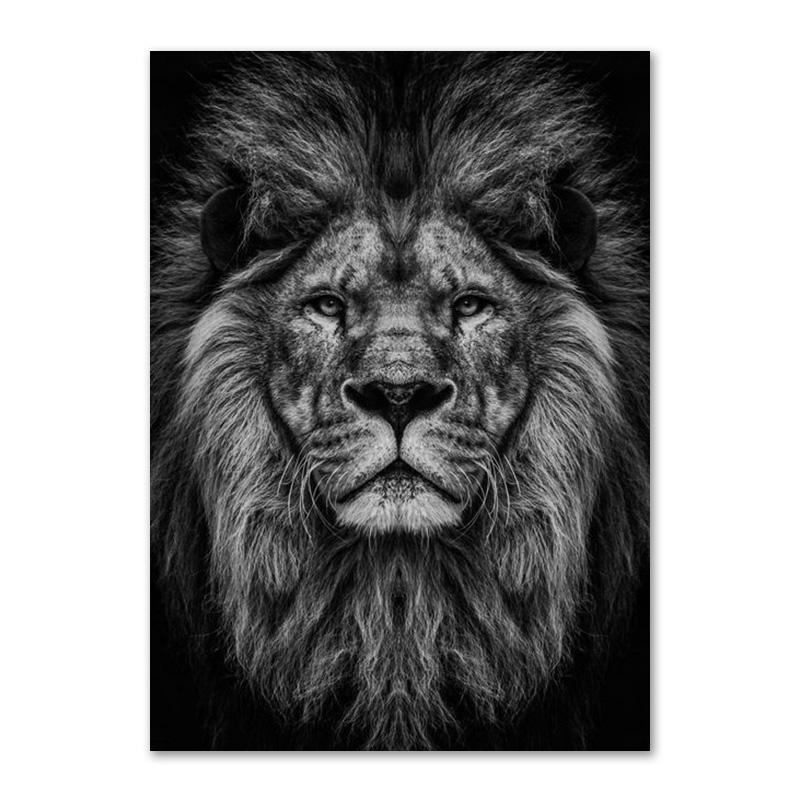 Черно-белый лев, семейный плакат с принтом, отец, мать, дети, холст, настенное искусство, домашняя живопись, картины, украшение для спальни, эстетическое искусство