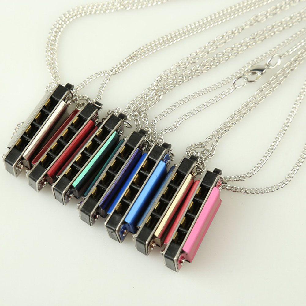 Ювелирные изделия из нержавеющей стали музыкальная мини-губная гармошка 4 отверстия 8 тонов цепочка ожерелье музыкальные игрушки