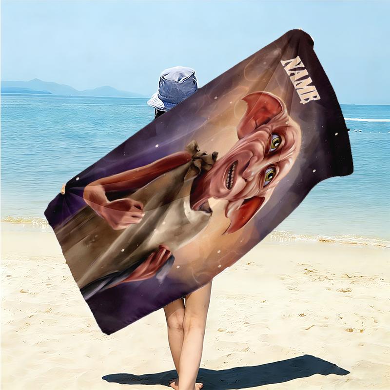 Personalized Dobby's Magical Adventure Beach Towel Microfiber Beach Towel Thin Absorbent for Beach Swimming Yoga Bath Sports. 0910374