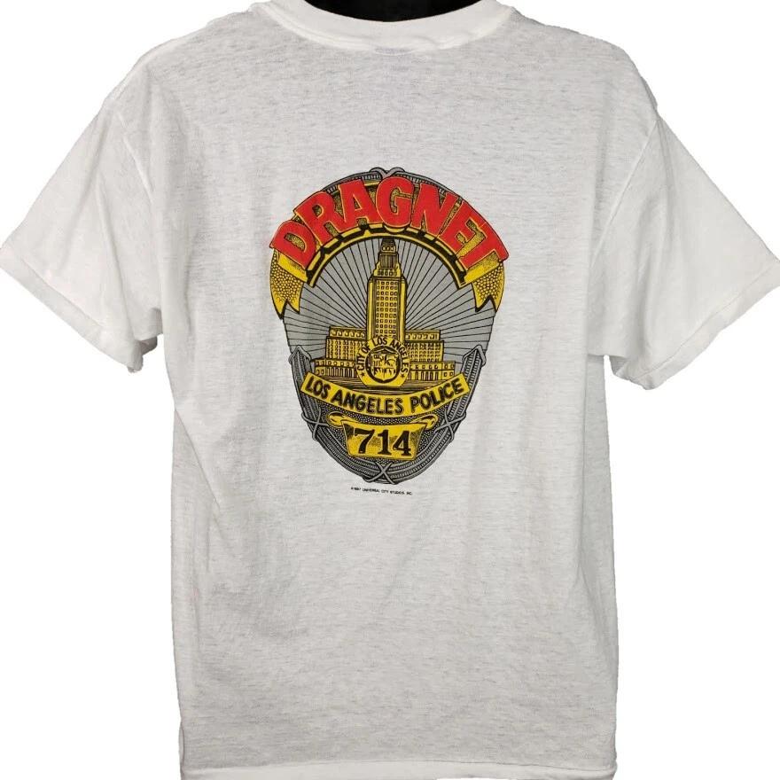 Vintage Dragnet Movie 100% Cotton T-shirt Mens Tees Top Mens Size Medium 80s 1987 Tom Hanks Made In USA