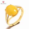 Модные женские кольца с желтым кубическим цирконом, нежные аксессуары для вечеринки, женский подарок на годовщину, эффектные ювелирные изделия