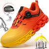 Fashion ZLMY Light Safety Shoes Men Steel Toe Sneaker Rotatory Button Puncture Proof Work Shoes Man Fashion Work Safety Boots Anti-stab