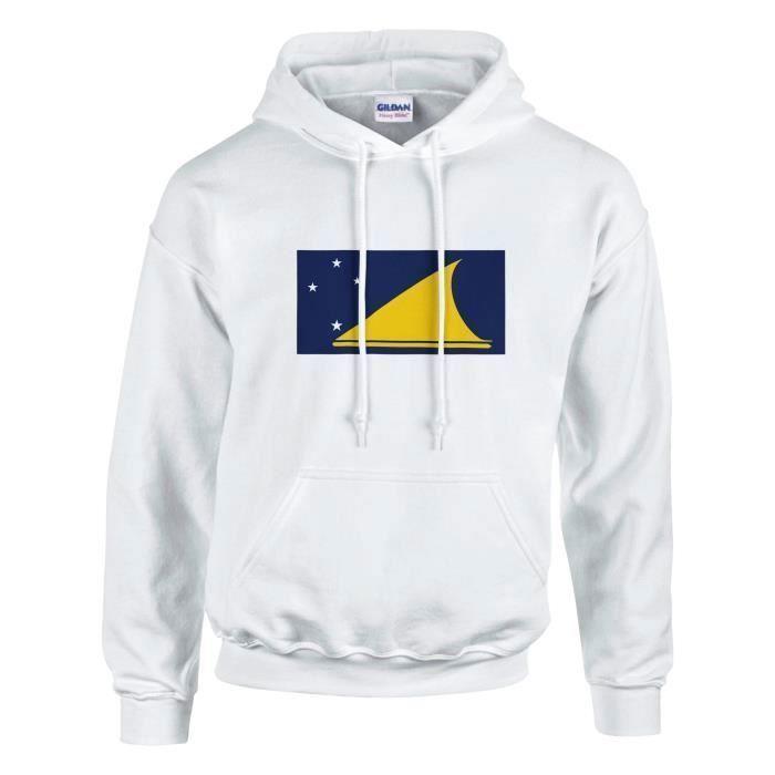 Sweat À Capuche - PIXELFORMA - Drapeau Des Tokelau - Blanc - Manches Longues - Col Capuche