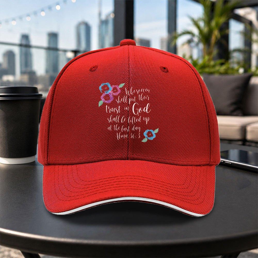 Religious Slogan Floral Hamburger Baseball Cap Unisex Adjustable Dad Hat For Travel Daily Wear Multiple Colors