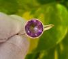 Кольцо из стерлингового серебра 925 пробы с натуральным круглым аметистом, размер 8, подарочное кольцо