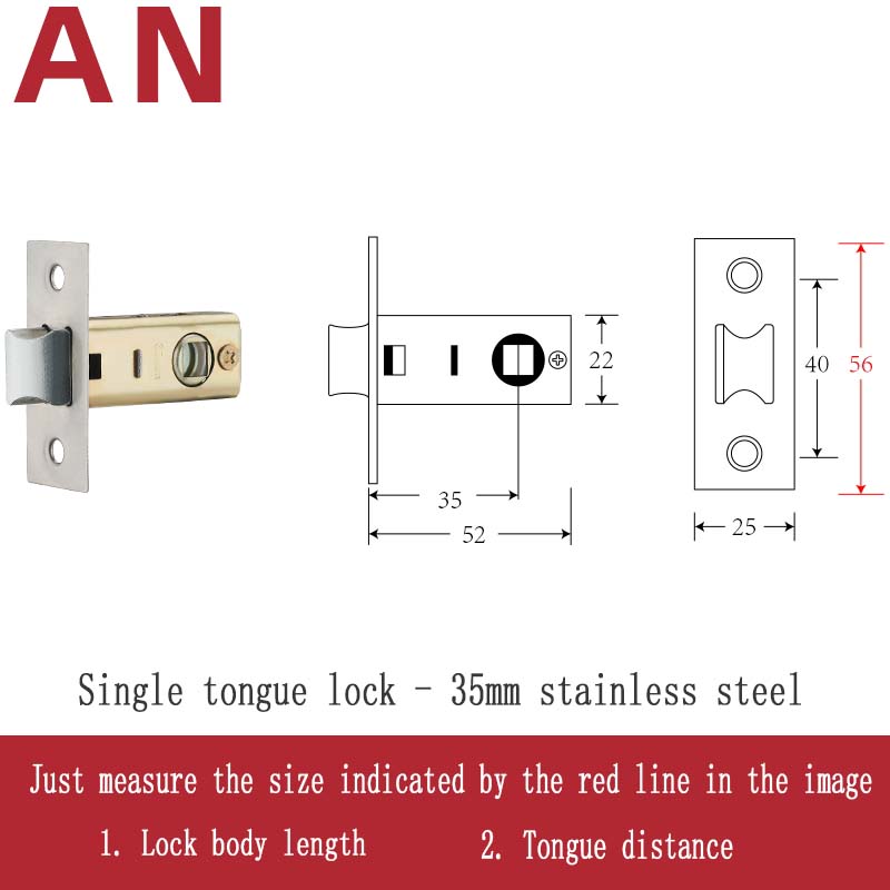 Stainless Steel Lock Body Lock Core Indoor Bedroom Lock Tongue Lock Universal Type Room Household Silent Wooden Door Lock