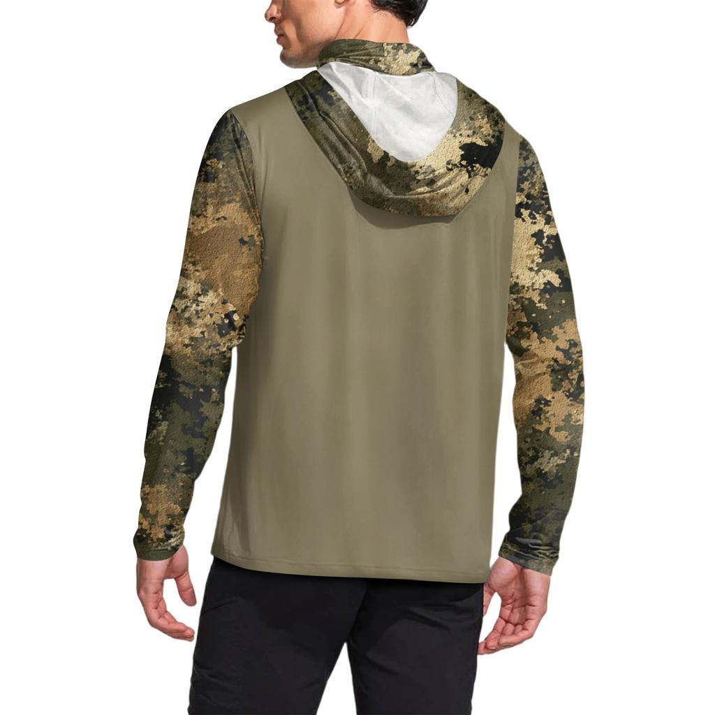 Мужская рубашка с маской Легкая с длинным рукавом Капюшон Для пеших прогулок Рыбалки Для выступлений