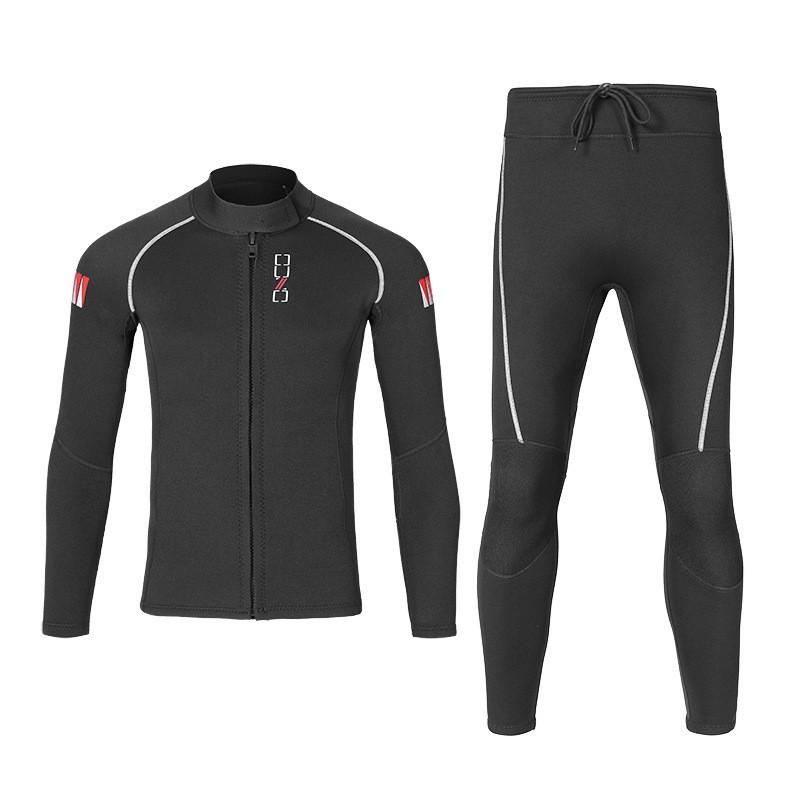 1.5mm Neoprene Wetsuit Set Men Women Long Sleeve Top Pants UV Protection Warmth Snorkeling Diving Surfing