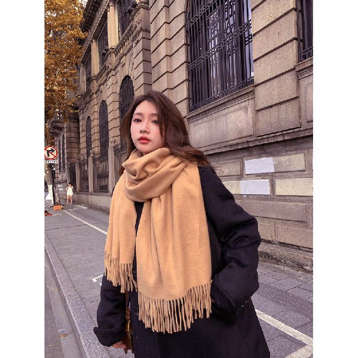 Женский толстый теплый однотонный шарф осень-зима новый стиль кашемировый шарф универсальный шерстяной шарф