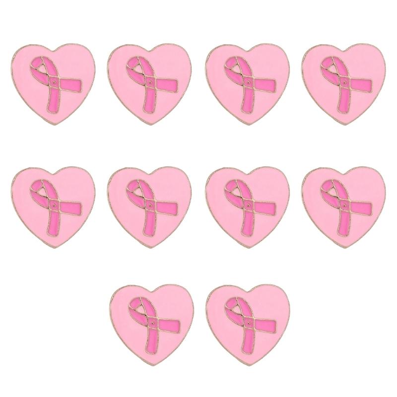 10 шт. Брошь awareness рака с задней застежкой Розовая металлическая лента Булавки Значок awareness для одежды Шарфа Пиджаков Шляпы