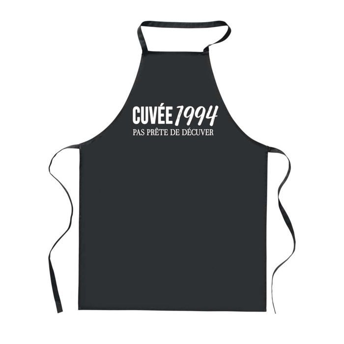 Tablier de cuisine - PLANETEE - Cuvée 1994 - Noir - Impression Bretonne - 90x60 cm