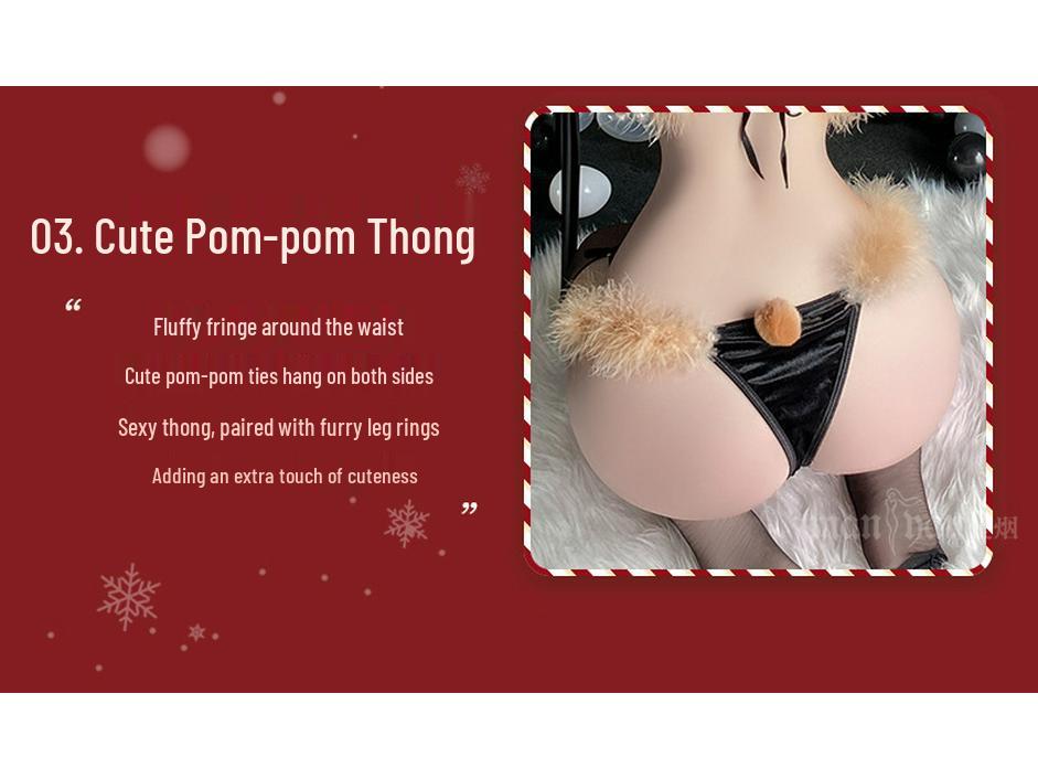 Man Yan Three-Piece Bowknot Reindeer Plush Lingerie Set 9891
