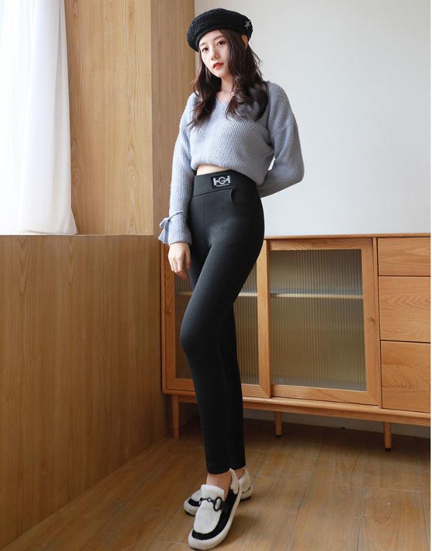 Winter With Added Fleece, Thickened Base, Warm Cotton Pants, Worn Outside, Leggings For Women
