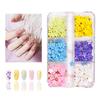 6 Grids 3D Acrylic Flower Nail Art Decorations Mixed Size White Florets Charms Jewelry Gem Beads DIY Nails Design Accessories