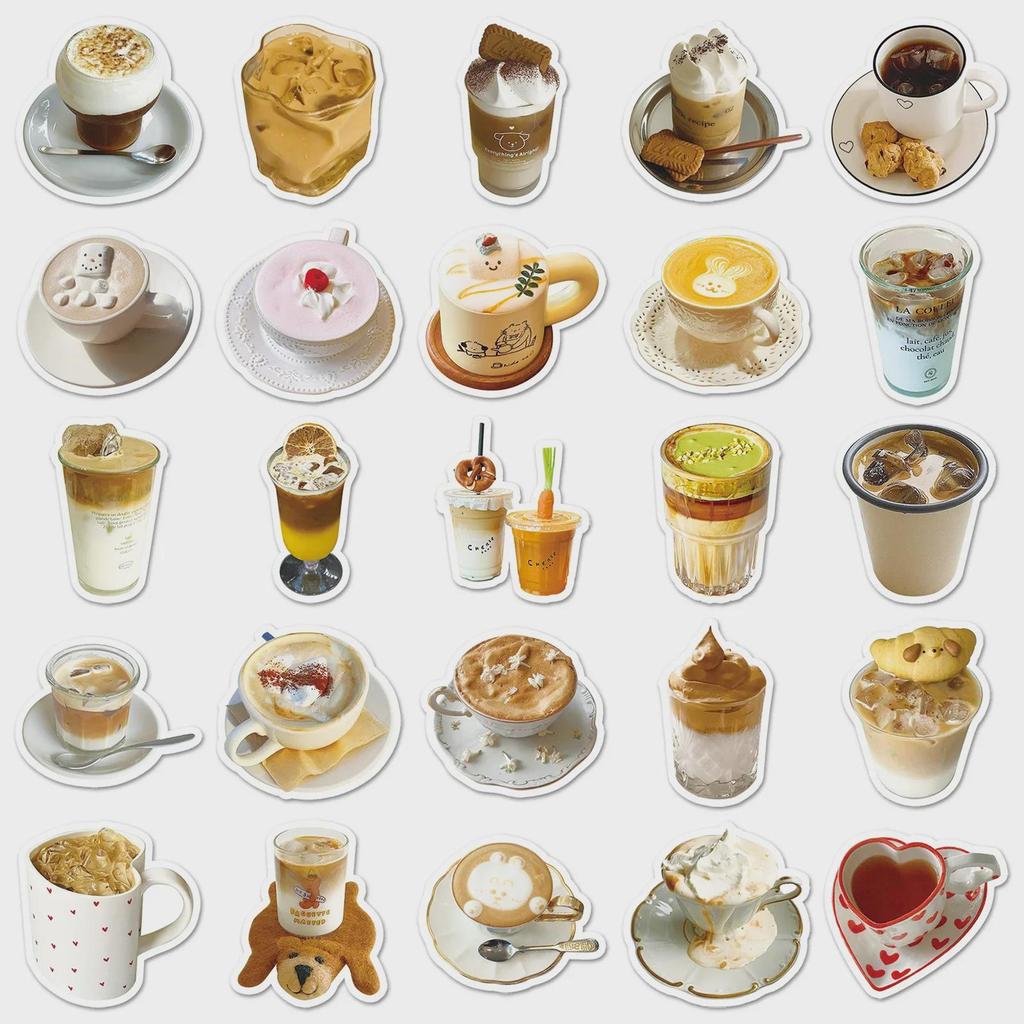 50 наклеек на кофейную тематику: Коричневые, изысканные, водонепроницаемые, самодельные декоративные этикетки