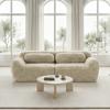 2-Seater sofa, plush fabric, frameless modular design, with cushions, high-resilience foam, non-slip base, living room, bedroom, light khaki