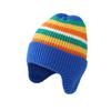 Детская теплая шапка на осень и зиму, радужной расцветки, милая детская шапка, теплая вязаная шапка-пуловер для защиты ушей младенца