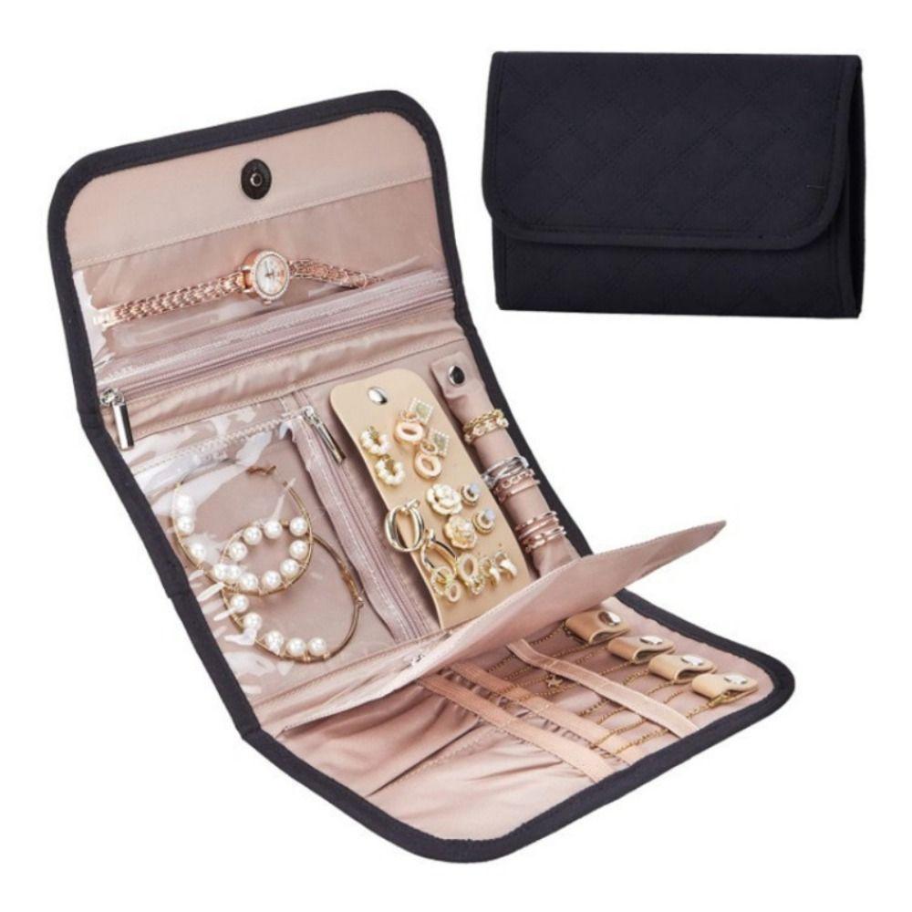 Foldable Jewellery Storage Bag with Zipper Jewelry Case  for Rings/Necklace/Earrings