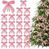 24PCS with Cable Tie Christmas Tree Bows Small Garland Ornament Red Velvet Christmas Bows Wreath