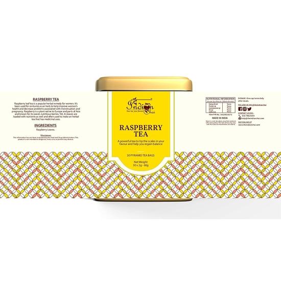 The Indian Chai - Raspberry Tea 30 Pyramid Tea Bags, Superherb for Women, Packed with Nutrients,Delicious and Caffeine Free