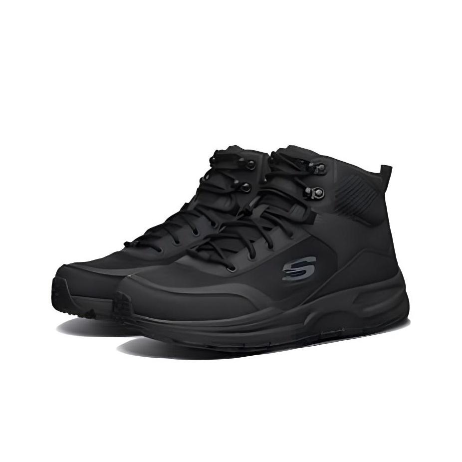 Skechers Спортивные мужские черные высокие повседневные туфли Ткань Кожа Стильные Комфорт 51705C-BBK
