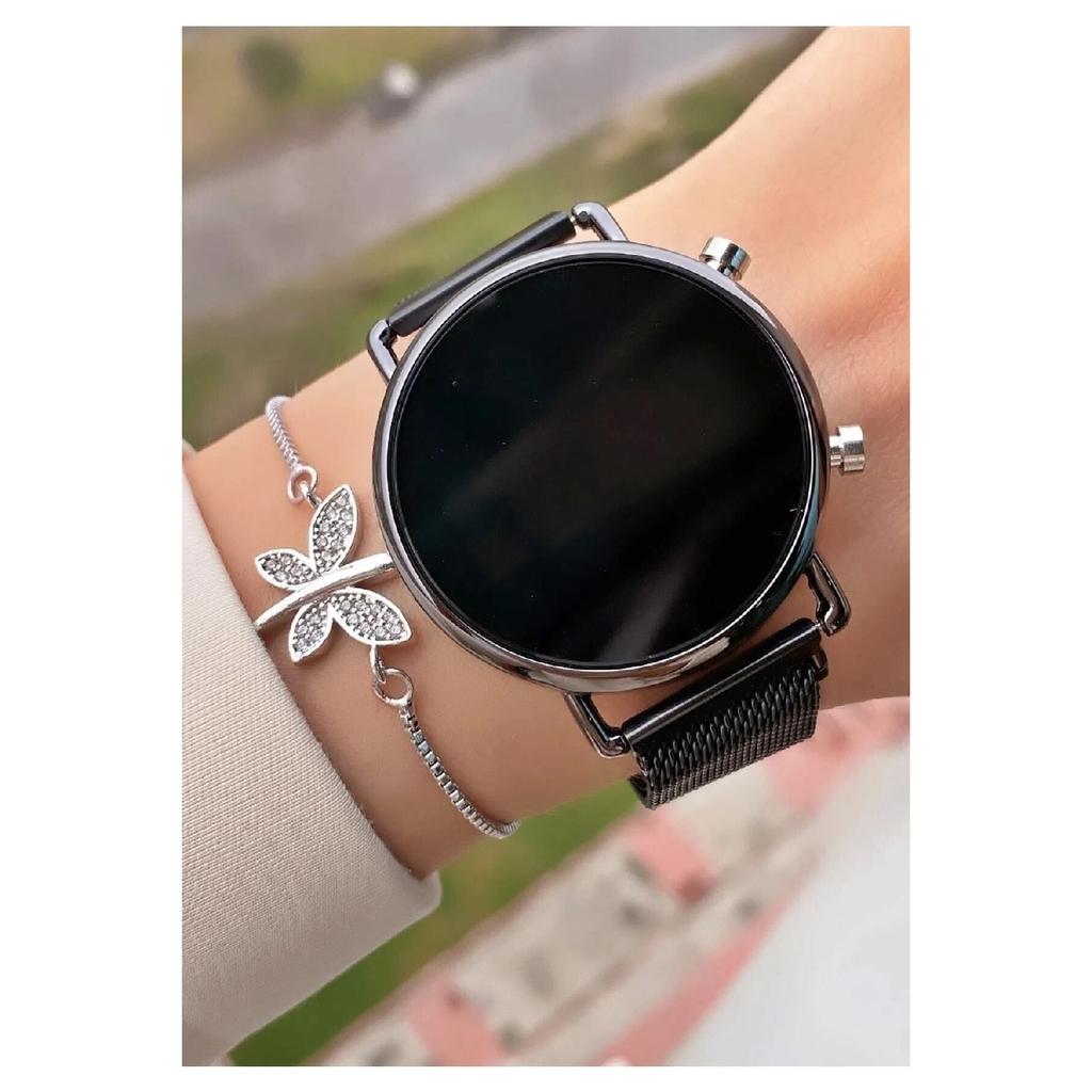 Steel Digital Watch Led Mesh Strap Digital New Model Women's Unisex Wristwatch (only Watch)