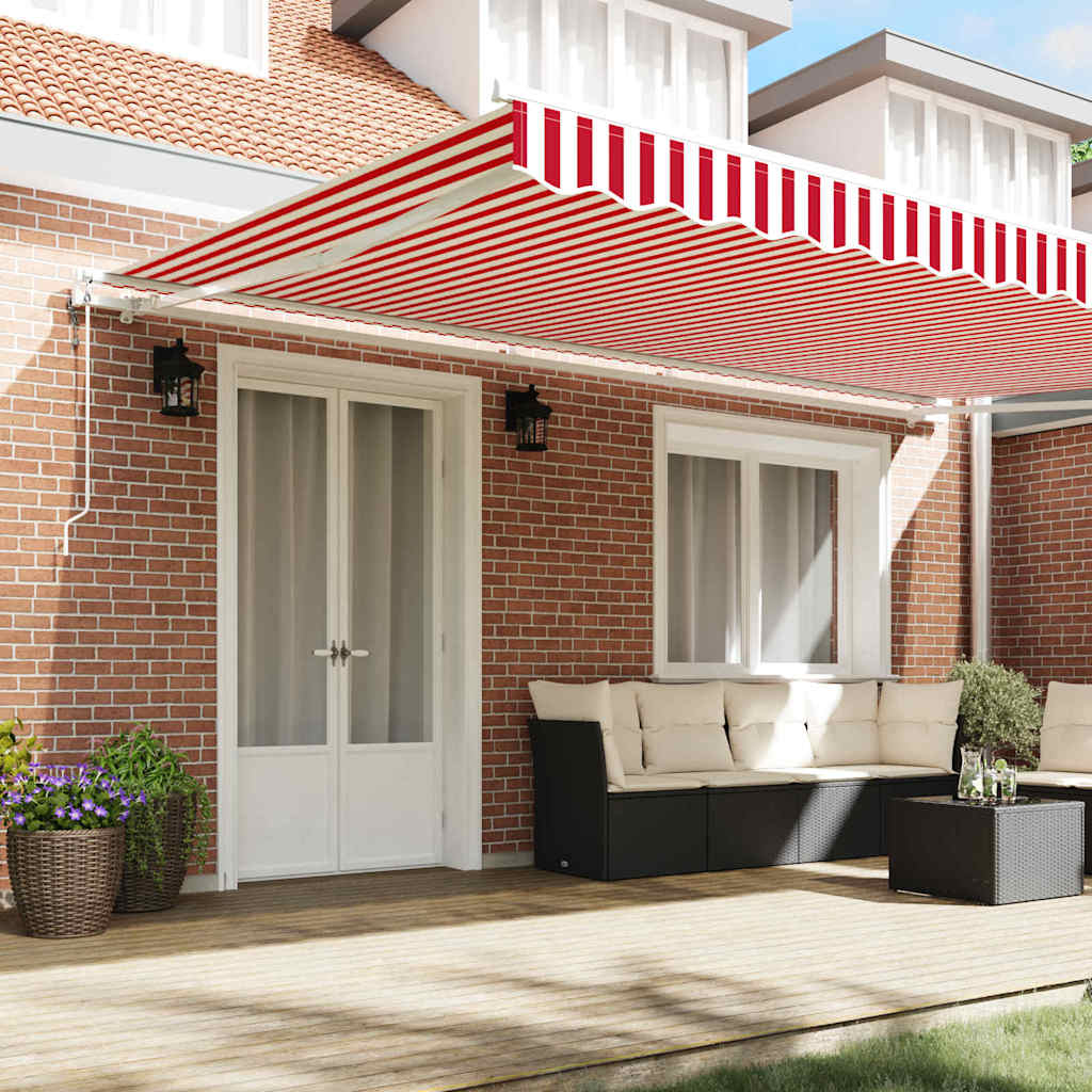 Retractable Awning Red and White 500 x 300 cm