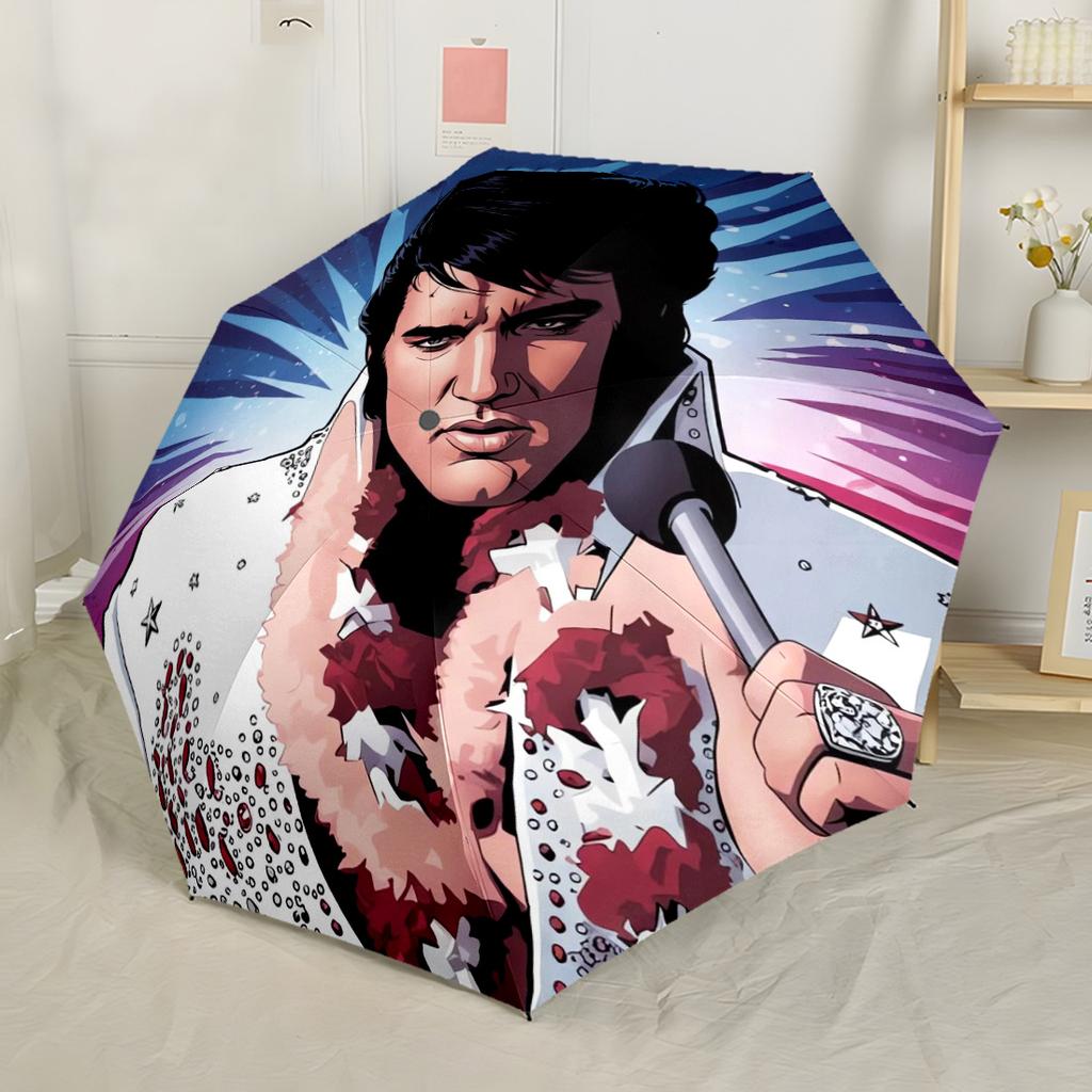 Elvis Presley's Comeback Special Portable Automatic Umbrella Compact Durable 8 Rib Design Durable Plastic Iron All Season Umbrella for Travel