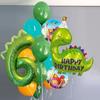 Dinosaur Balloons Set 32Inch Number Foil Balloon Yellow Blue Latex Globos For Boy Kids Dino Theme Birthday Party Decor