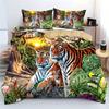 Комплект пододеяльника и наволочек с 3D-печатью Forest Tigers Мягкий Удобный Домашний Полиэстеровый Постельный Комплект Тема Дикой Природы Комплект Пододеяльника