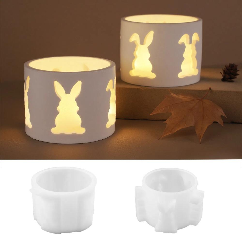 Easter Rabbit Hollow Candlestick Mold Silicone Resin Casting Molds DIY Candle Holder  Home Decor