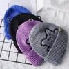 Cute Girl Stripe Skullies Autumn Winter Wool Hat Knitted Hat Women Beanies Korean Style Caps