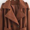 Kaslead New Arrival Women's Clothing Fashion Style Fashion Minimalist Loose with Belt Double Breasted Long Overcoat Outerwear