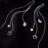 2024 Light Luxury Long Tassel Zircon Heart Earrings - Trendy & Elegant Niche Design