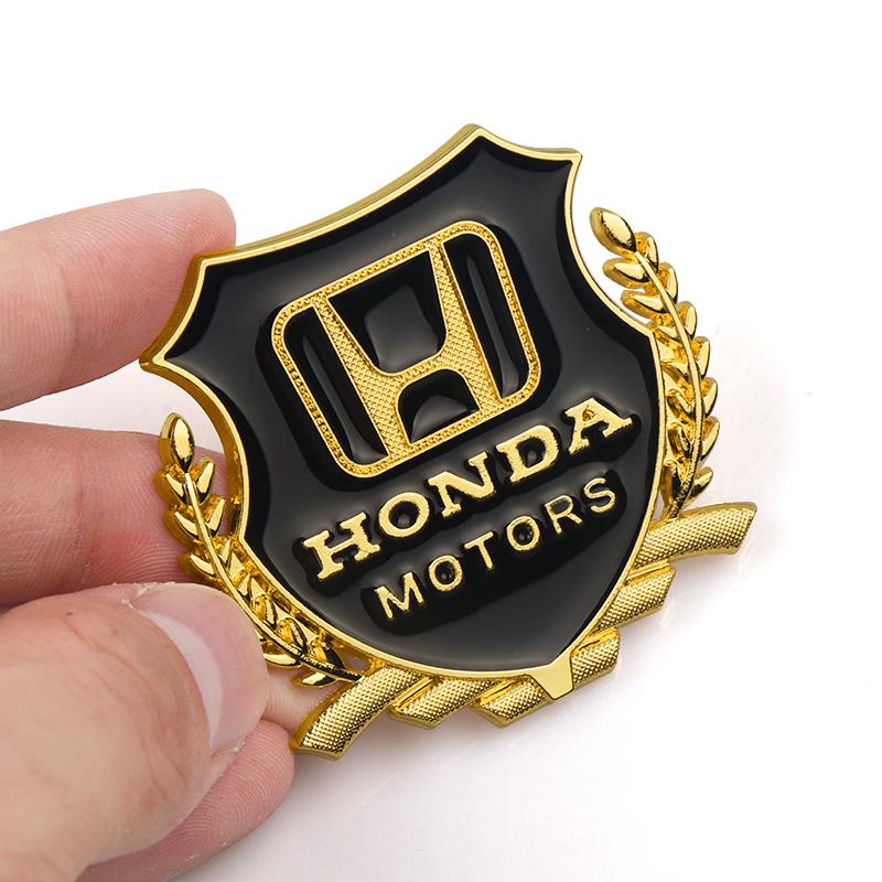 QLN2 1/2Pcs Car Styling 3D Metal Logo Body Fender Side Window Sticker For Honda CIVIC FORZA Insight Accord Hornet Type R Type S Mugen