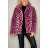 2025 Women's Faux Fur Coat With Leopard Print Collar - Winter Wool Blend Jacket, Fashion Animal Print Notch Lapel Cruelty-Free Statement Outerwear