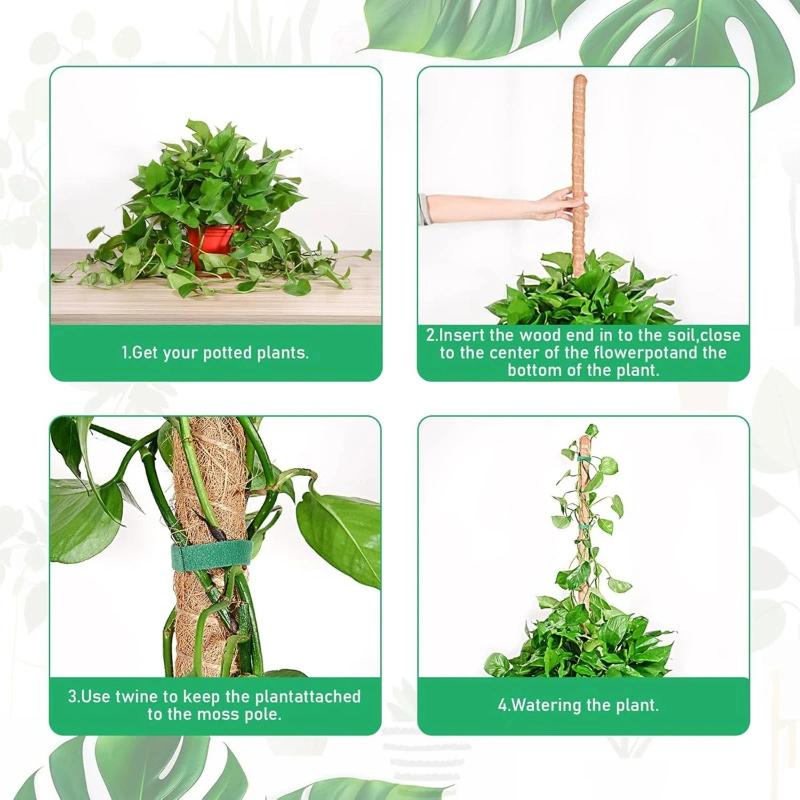 80cm Bendable Coco Coir Moss Pole Plant Cage Climbing Pole Plant Support Extension for Monstera Plant To Grow Upward Garden