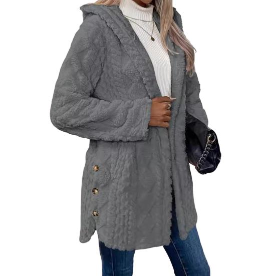 Women Jacket Hooded Loose Solid Color Long Sleeves Single-breasted Cardigan Hoodie Sport Casual Commuting Outerwear