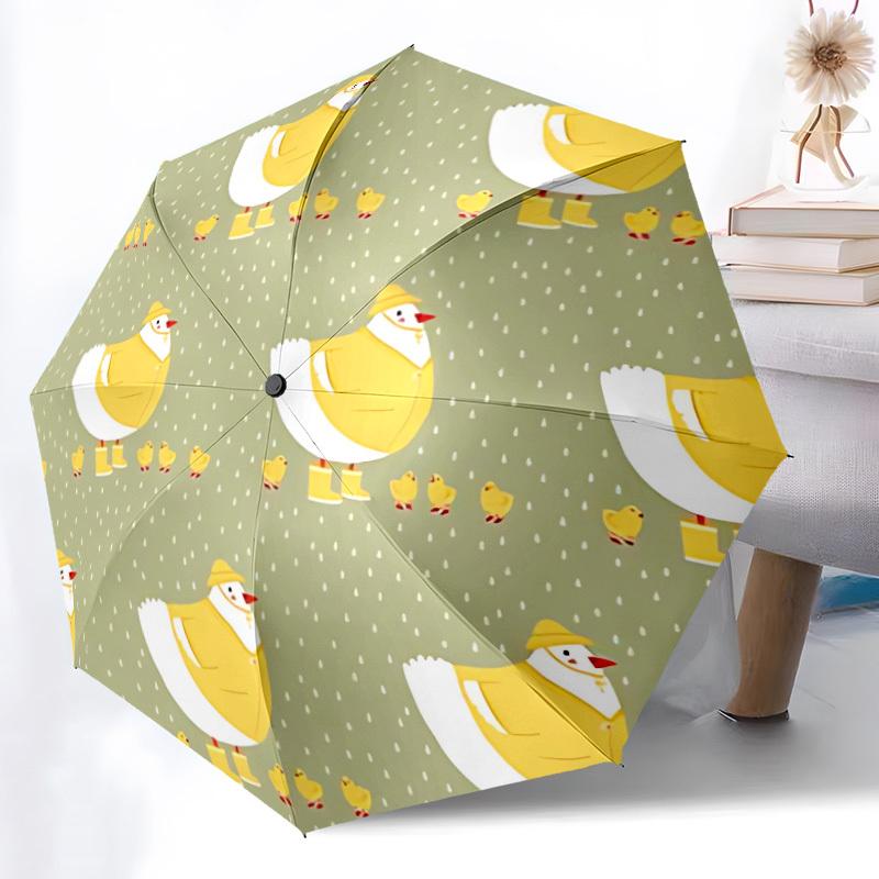 1pc Chicken Pattern Automatic Umbrella | Portable Foldable 8-Rib Manual Open, Cute Birthday & Holiday Gift for Outdoor yy260107093