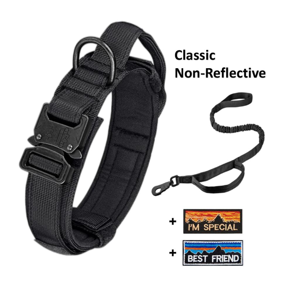 Прочный ошейник для собак, регулируемый, толстый, тактический, военный, тренировочный ошейник и поводок для собак с ручкой для средних /больших/ k9 /крупных собак