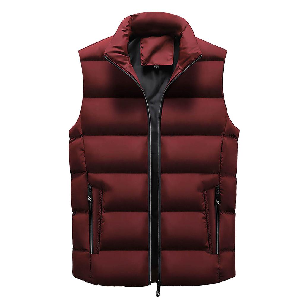 Men Winter Fashion Stand Collar Color Waistcoat Vest Jacket Top Coat