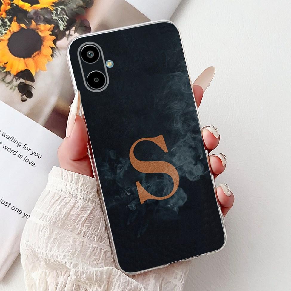 For Samsung F06 5G SM-E066B Case For Samsung Galaxy F06 5G Cover Transparent Luxury A-Z Letters Fashion Flower Crown Soft Bumper