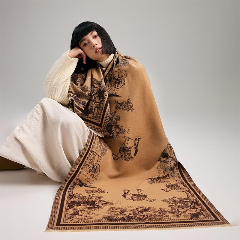 Autumn And Winter Models, Ethnic Style, Wasteland Style, Camel Print, Women'S Imitation Cashmere Warm Scarf, Travel Out With A Shawl