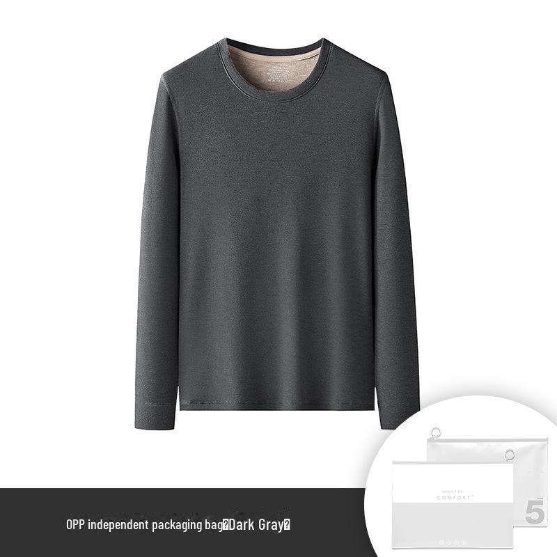 Мужская терморубашка из шелка и шерсти с полувысоким воротником и флисовой подкладкой