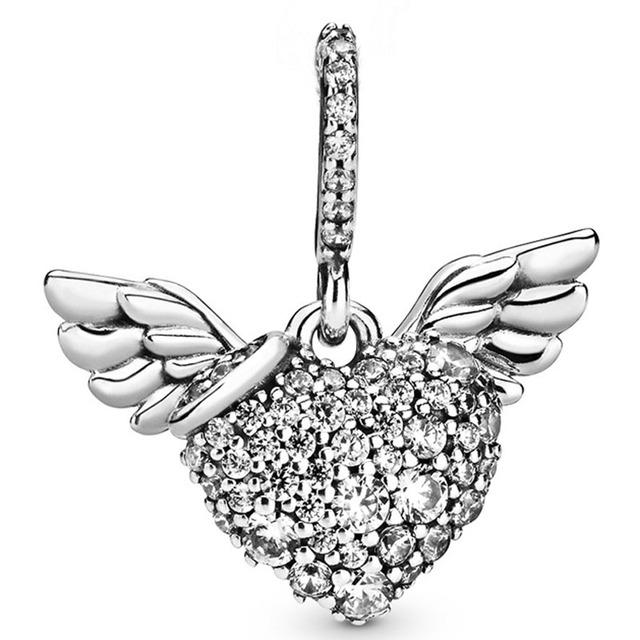 Новинка, подвеска из стерлингового серебра 925 пробы, от руки, мама, сердце и крылья ангела, подвеска в виде генеалогического дерева, бусина, подходит для модного браслета, ювелирные изделия своими руками